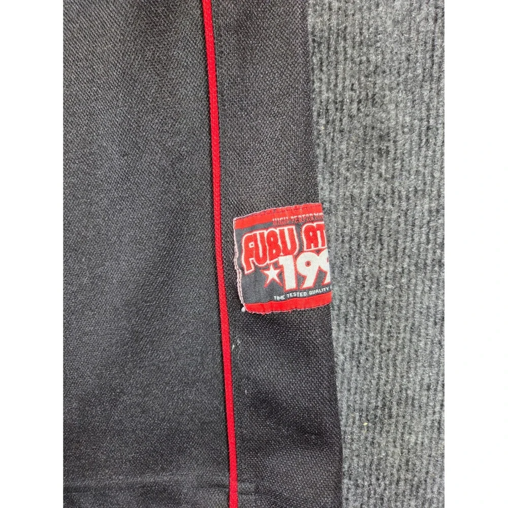 FUBU Athletics Mens XL Black Red Piping Basketball Shorts Vintage Style 92 Patch